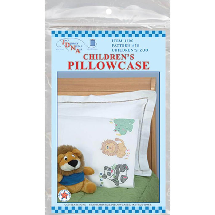 Jack Dempsey Children's Stamped Pillowcase with Perle Edge Children's Zoo