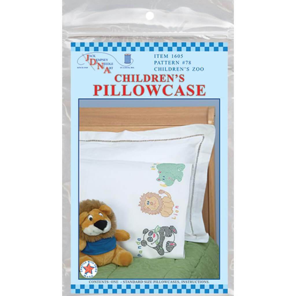 Jack Dempsey Children's Stamped Pillowcase with Perle Edge Children's Zoo