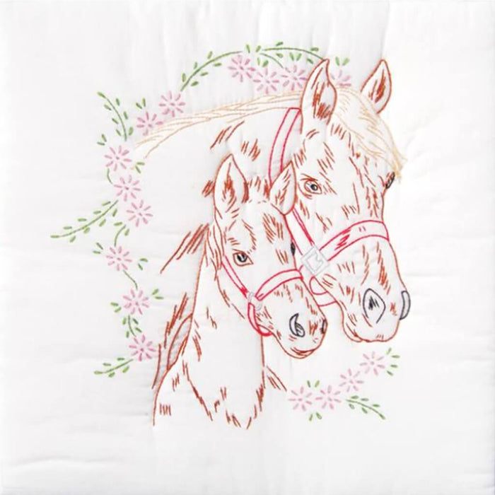 Jack Dempsey Stamped White Quilt Blocks 18in x 18in 6/Pkg Mare & Colt