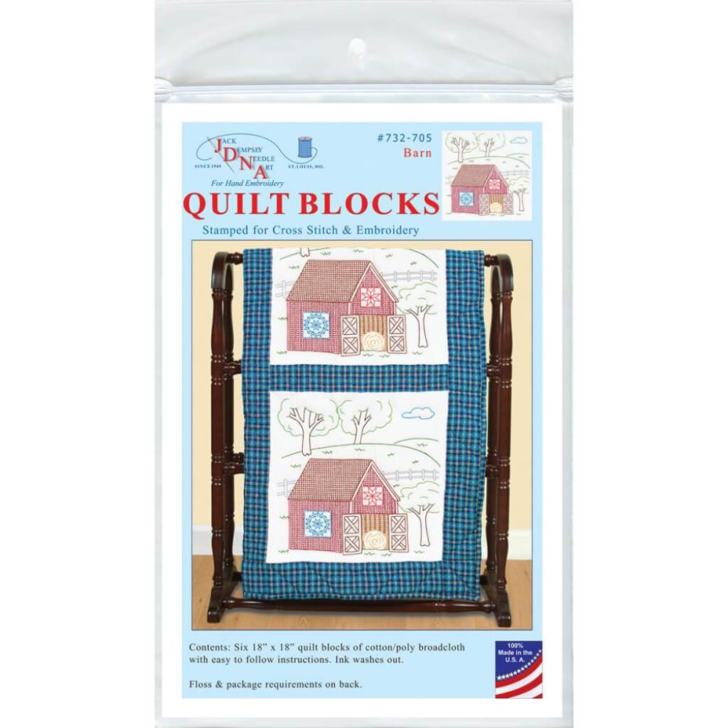 Jack Dempsey Stamped White Quilt Blocks 18in x 18in 6/Pkg Barn