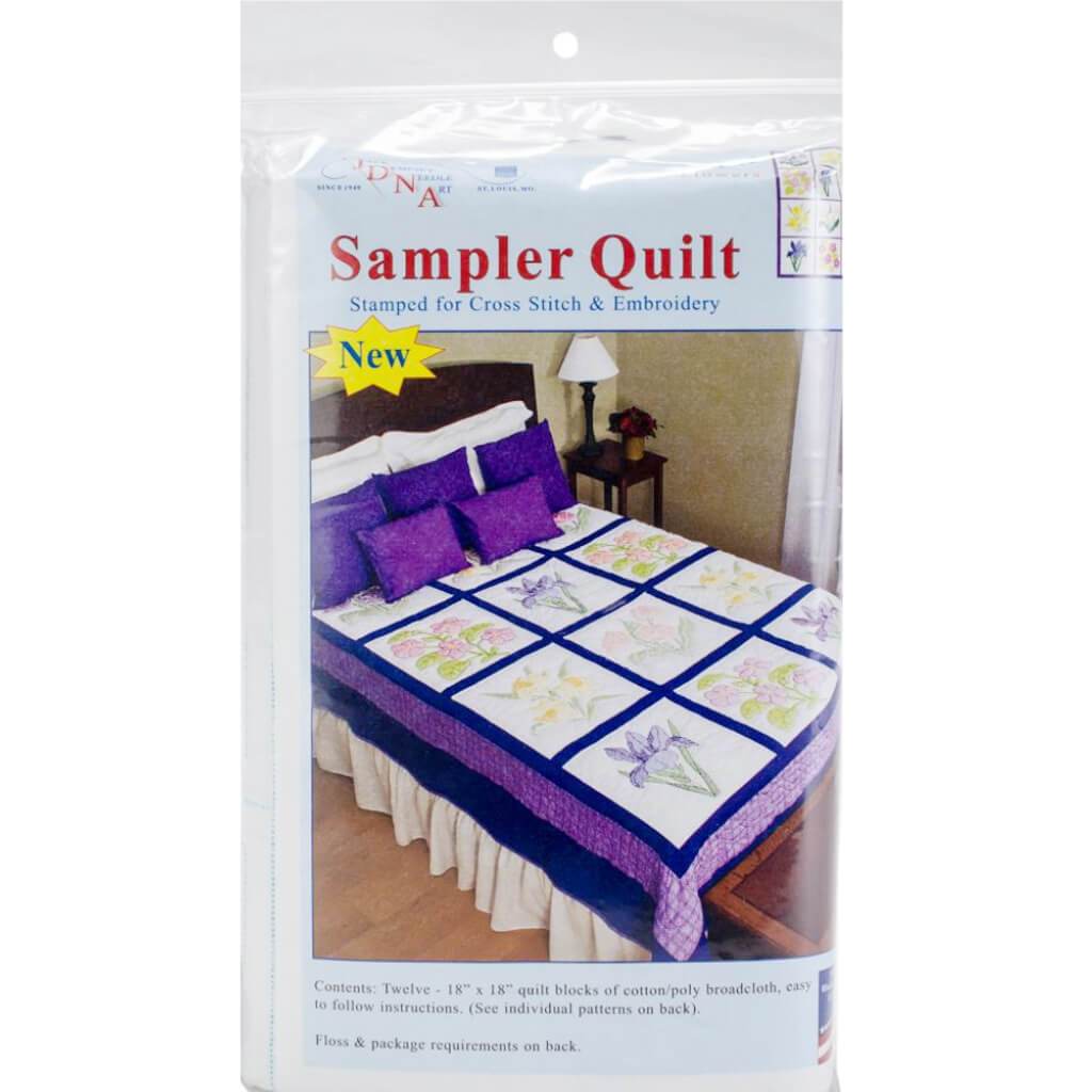 Jack Demspey Stamped Sampler Quilt Blocks 18in x 18in 12/Pkg Flowers