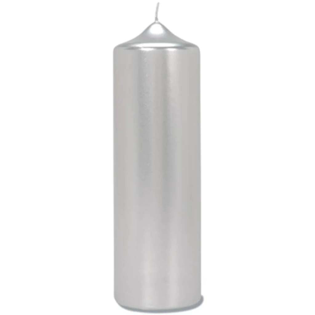 Pillar Candle Metallic Silver 2.8 x 8 inches 