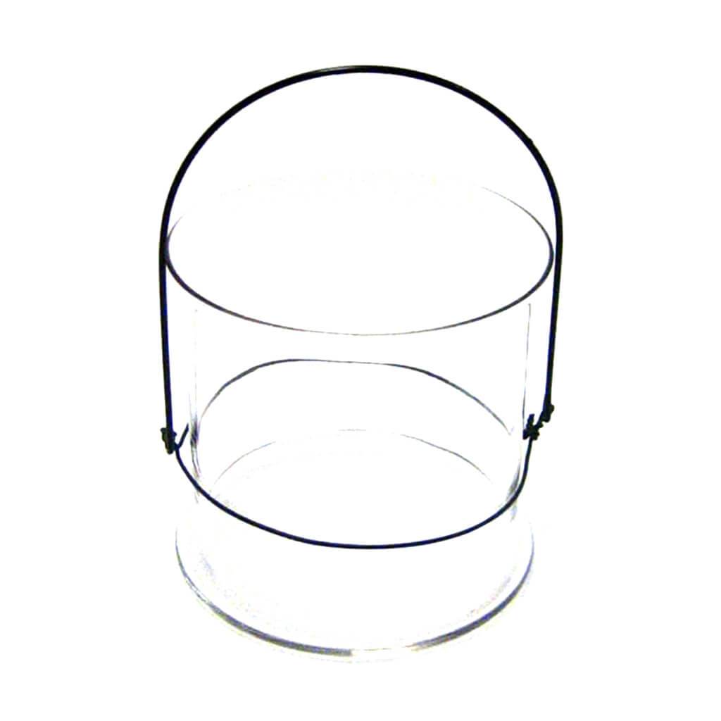 GLASS CANDLE HOLDER STEEL HANDLE 4.5X5IN 