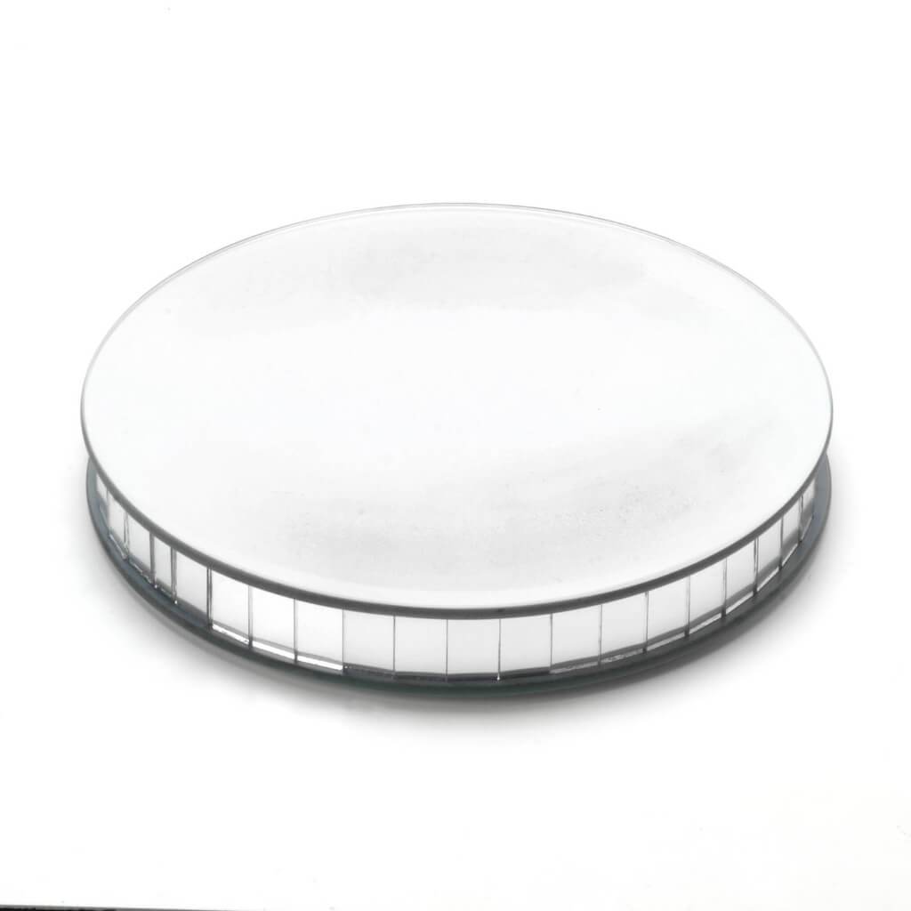 FLORAL MIRROR ROUND PEDESTAL 8IN 