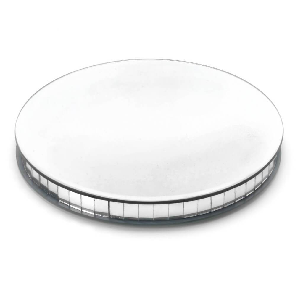 FLORAL MIRROR ROUND PEDESTAL 10IN 