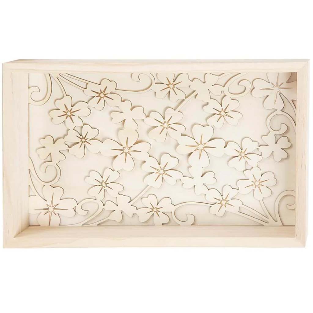 WOOD LASER CUT FLOWER BOX 