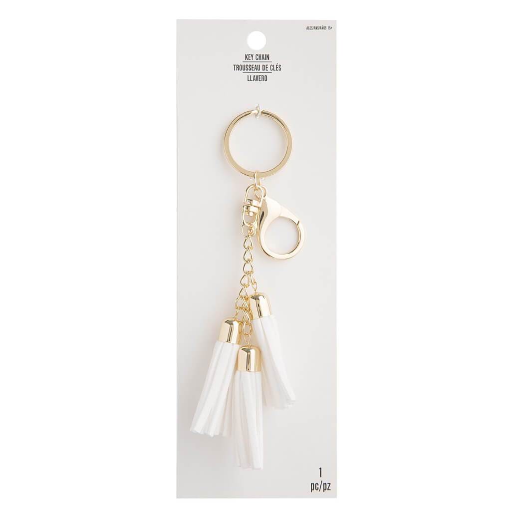 3 TASSELS KEYCHAIN WHITE 