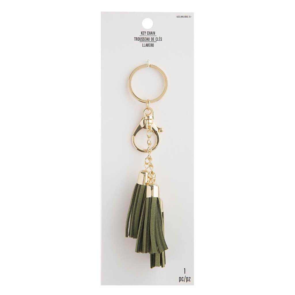 3 TASSELS KEYCHAIN DARK GREEN 