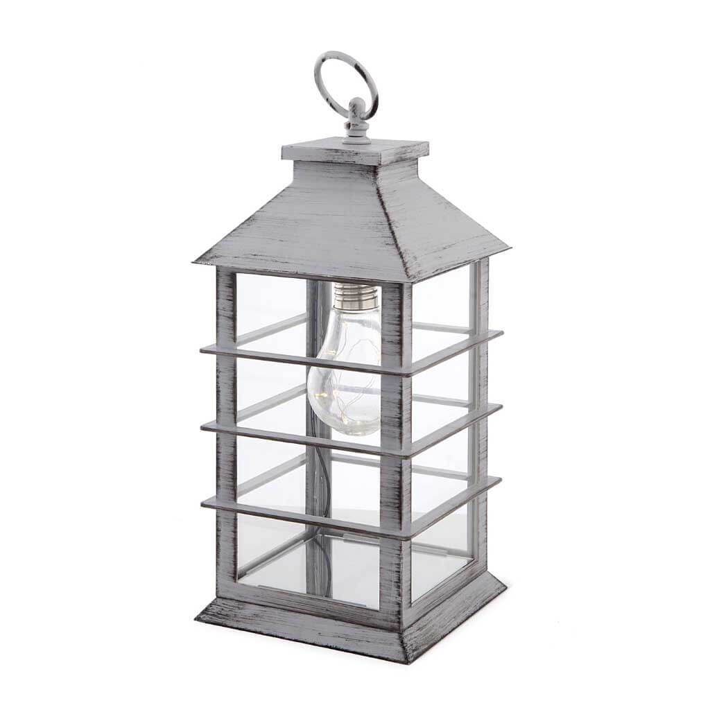 LED Lantern: Gray &amp; Black, 5.5 X 10.8 Inches