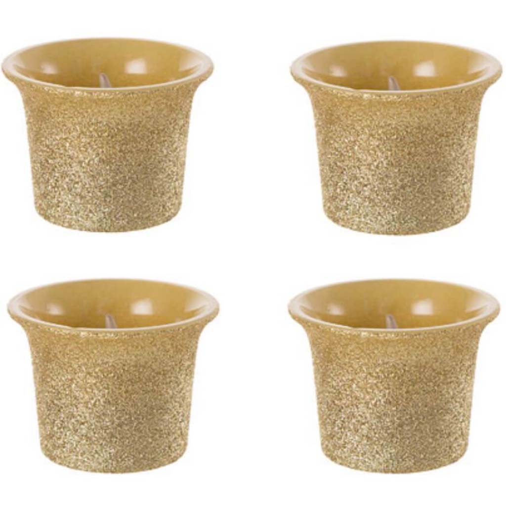 Gold Glitter LED Votive Candles: 4 pieces 