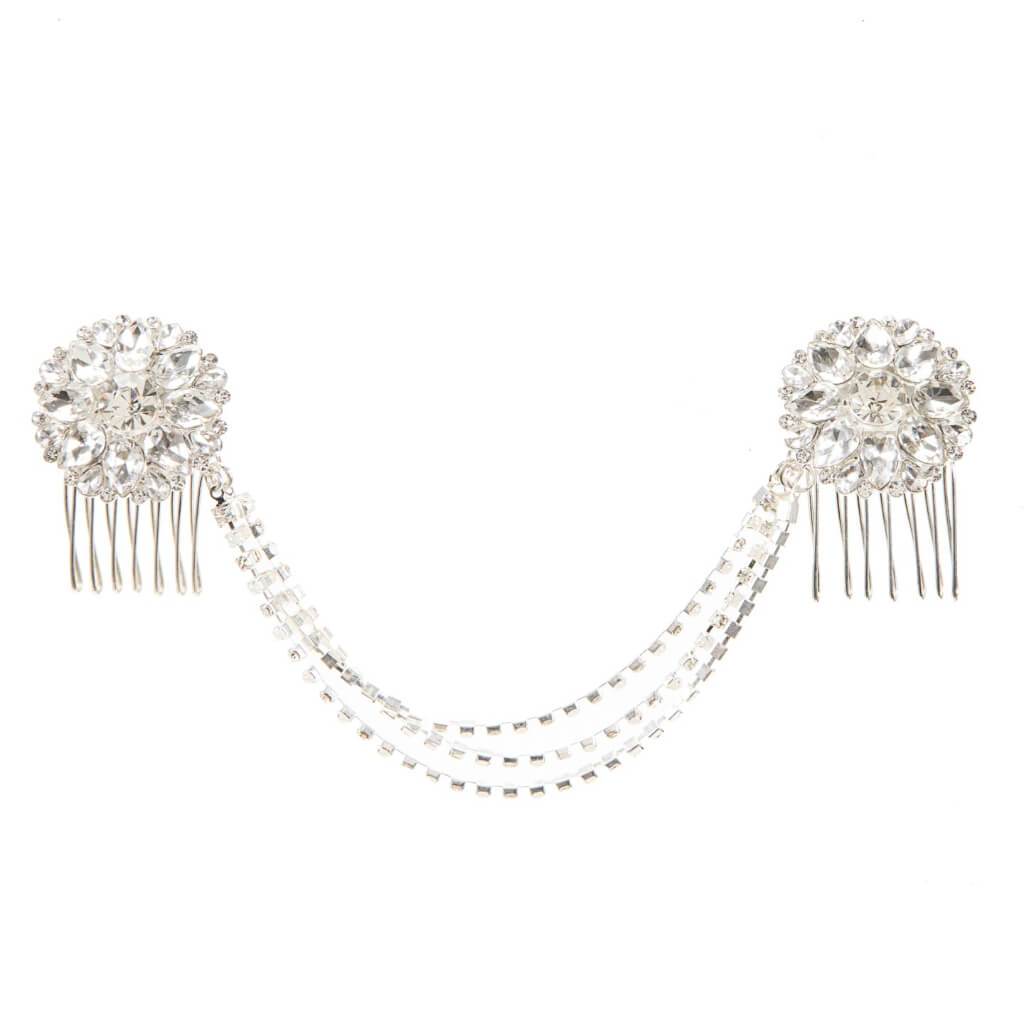 HAIR COMB SILVER WITH CHAIN 