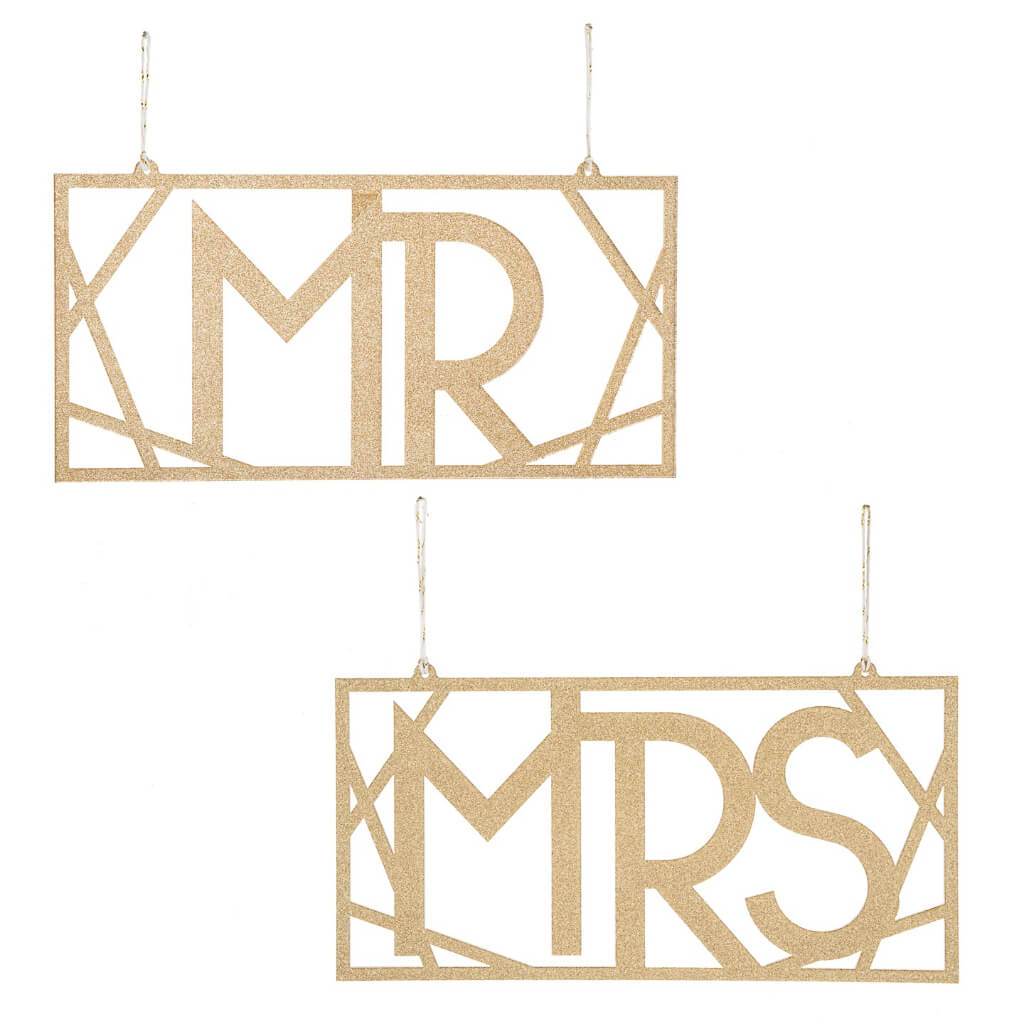 CHAIR SIGNS MR MRS GOLD ACRLC 