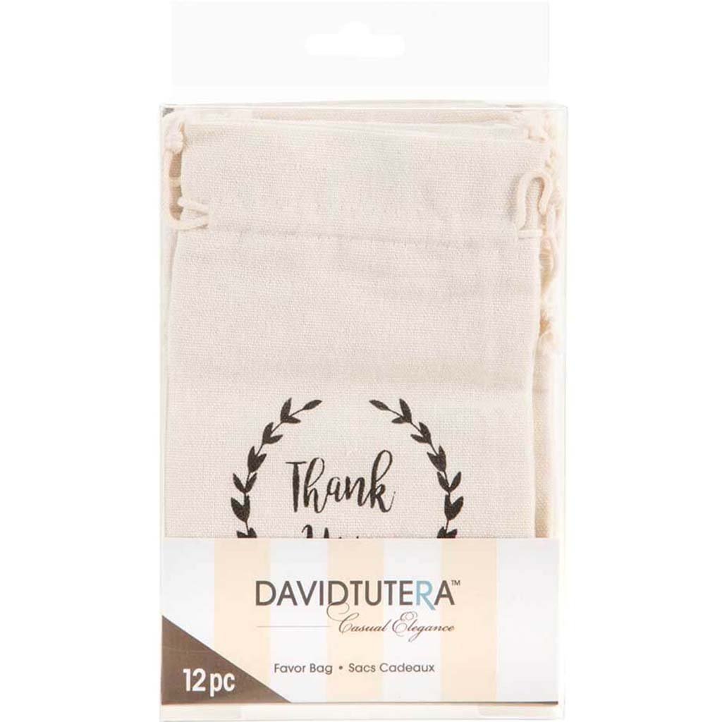 Thank You Drawstring Favor Bags: 12 Pieces