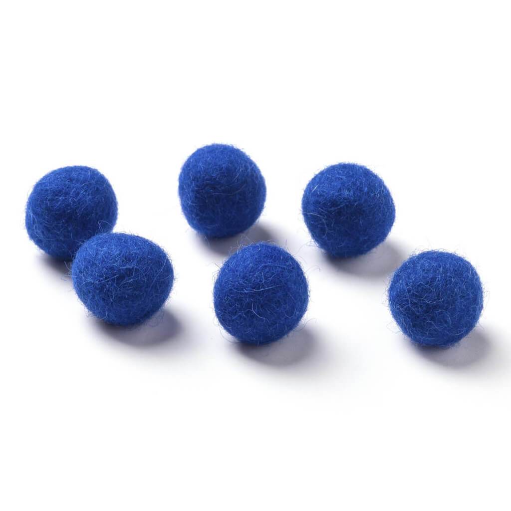 WOOL BEAD COBALT .62IN 6PC 