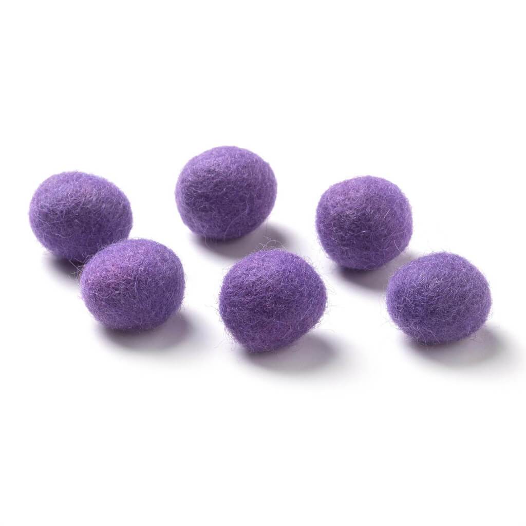 WOOL BEAD PURPLE .62IN 6PC 