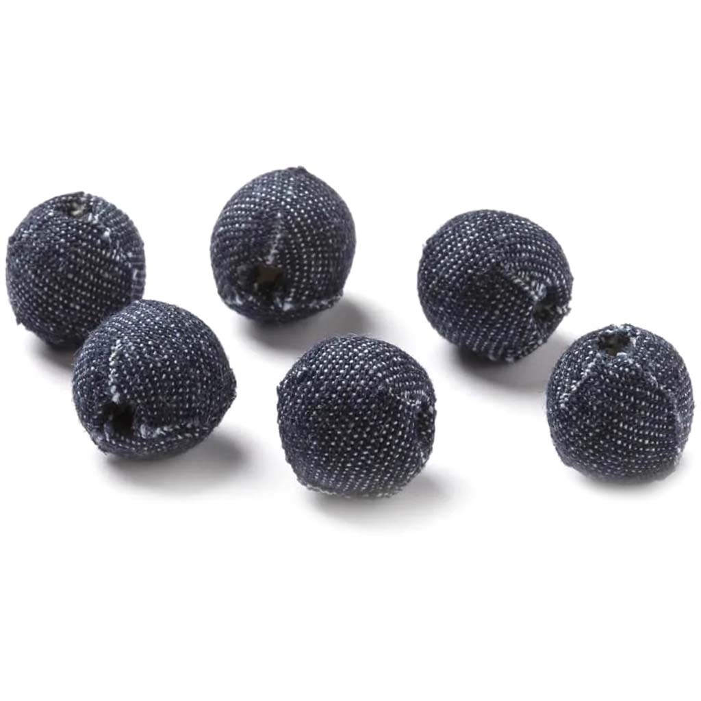 CLOTH COVER BEAD .62IN 6PC BLACK DENIM 