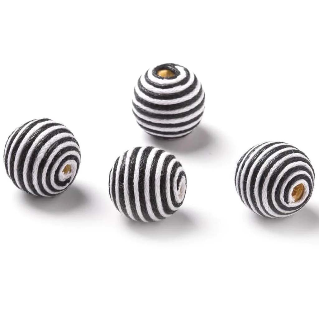 CORDED BEAD .62 BLK STRIPE 4PC 