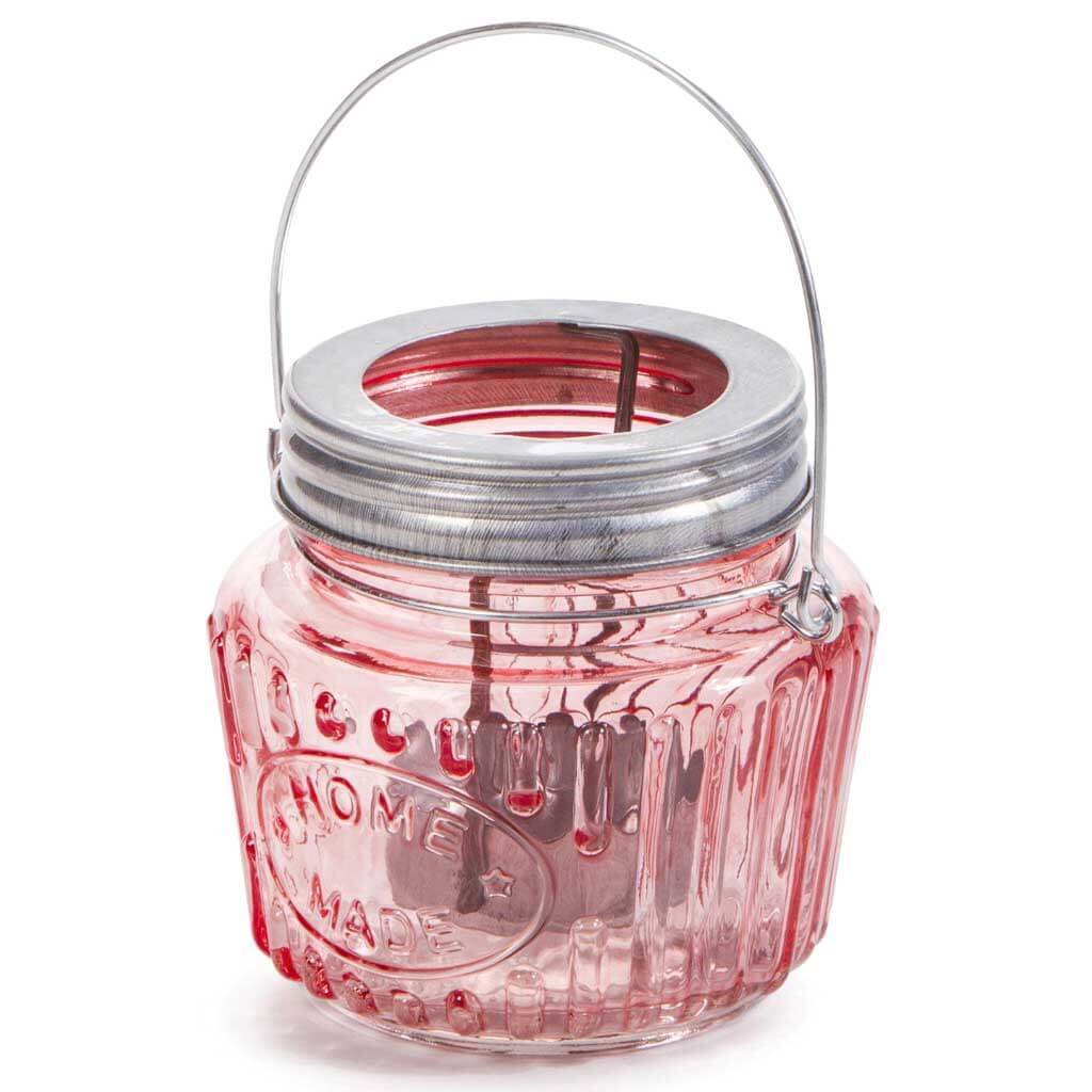 Mason Jar Tea Light Holder: Pink/Silver, 3.54 x 3.43 Inches