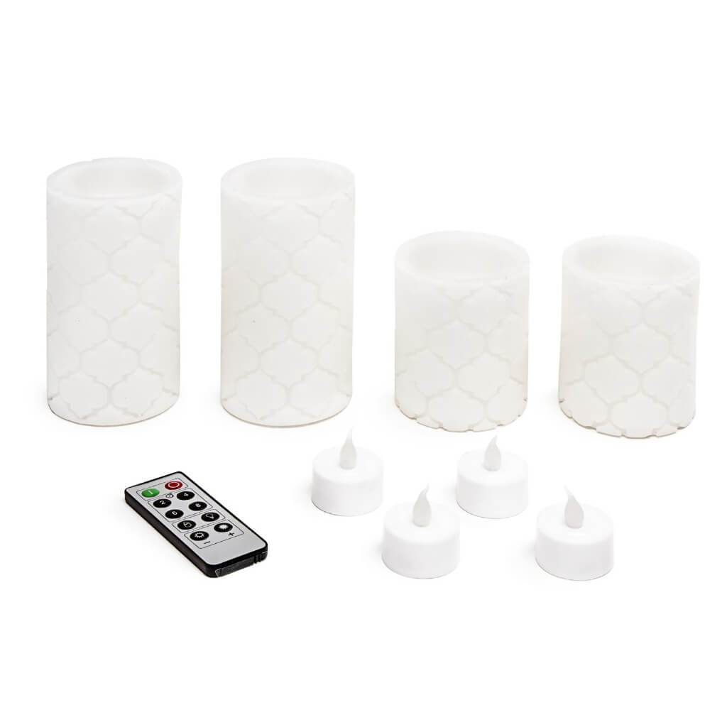 EMBOSS LED PILLAR SET 9PC WHITE 