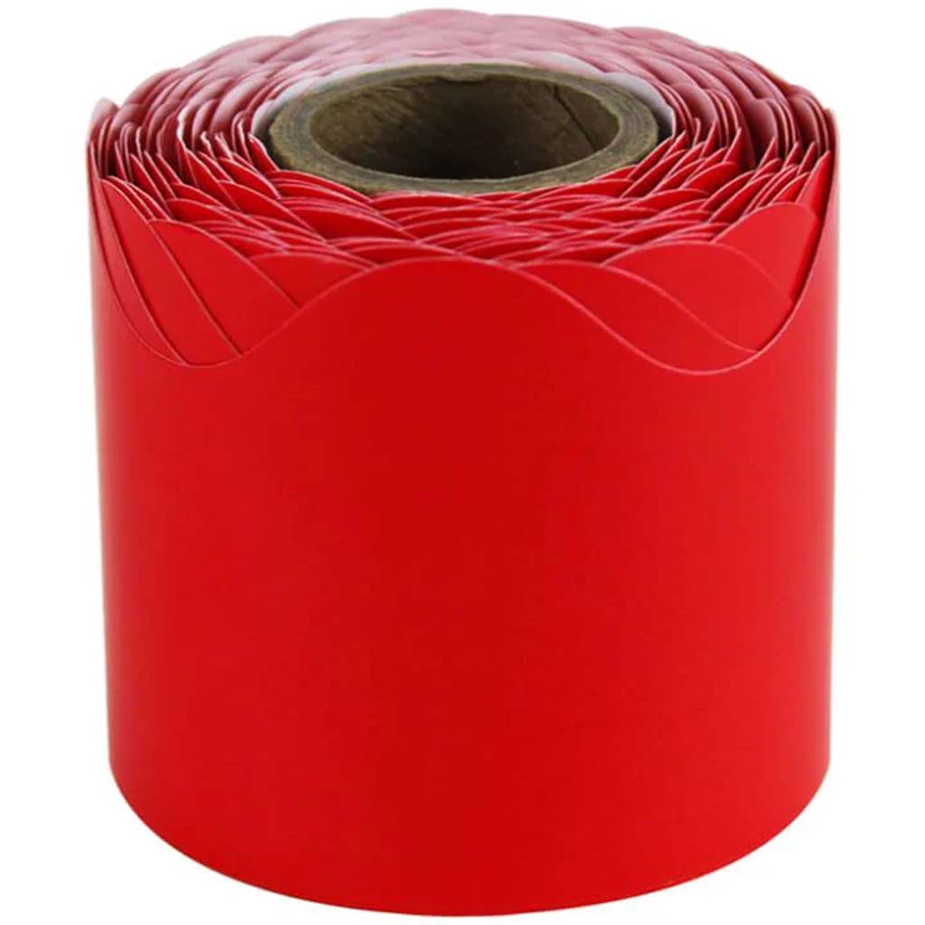 Red Rolled Scalloped Borders 