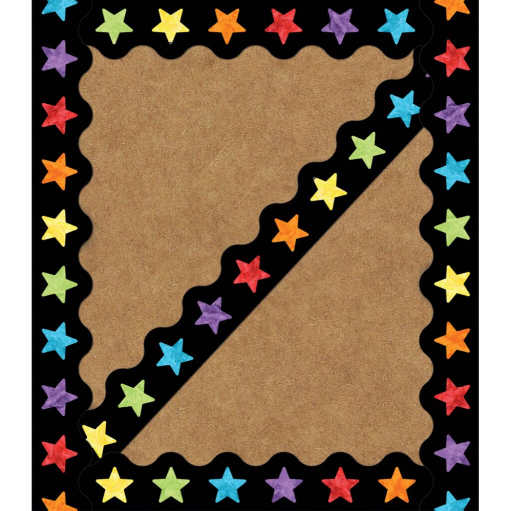 Watercolor Stars Scalloped Borders 