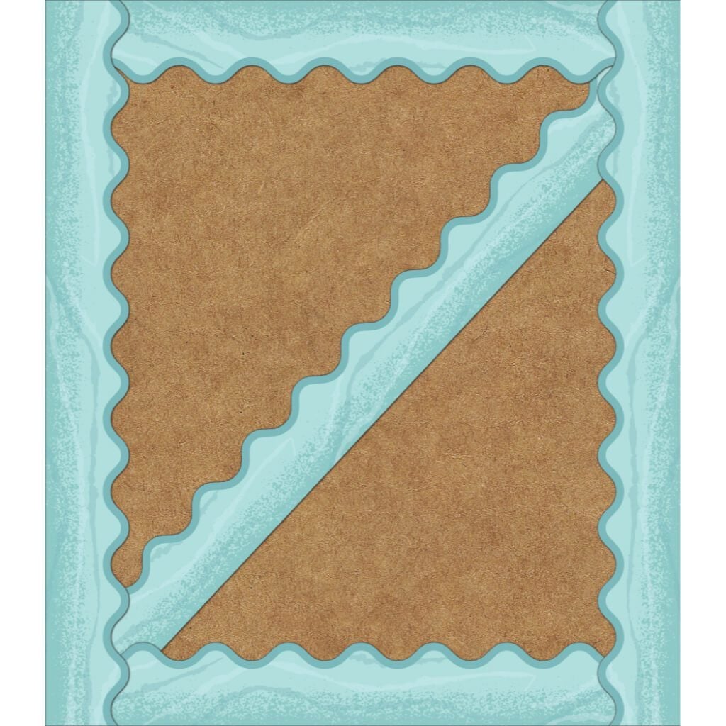 Blue Woodgrain Scalloped Borders 