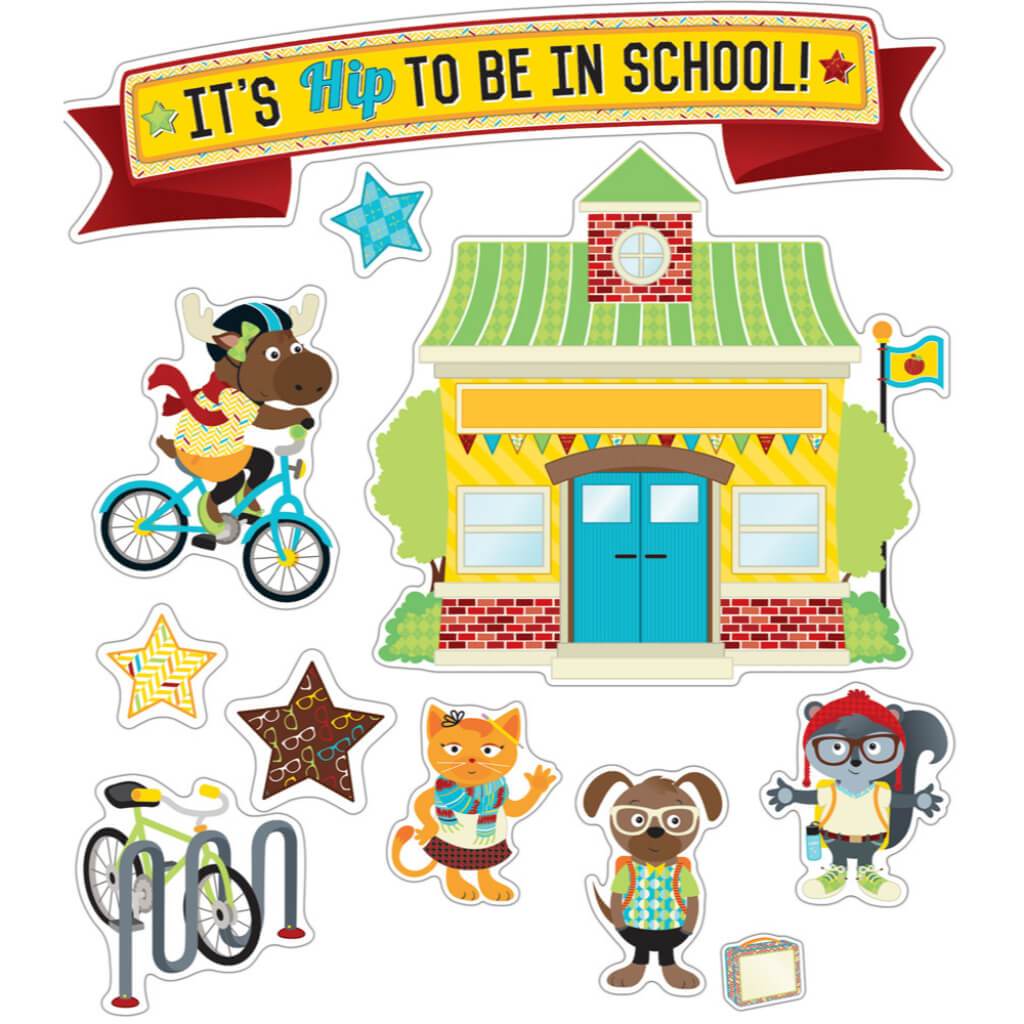 Hipster It'S Hip To Be In School Bulletin Board Set 