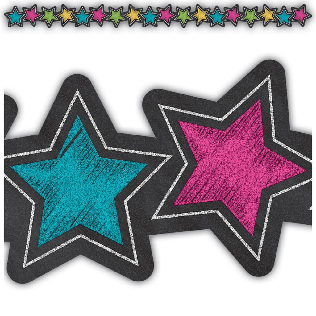 Chalkboard Brights Stars Die-Cut Border Trim 