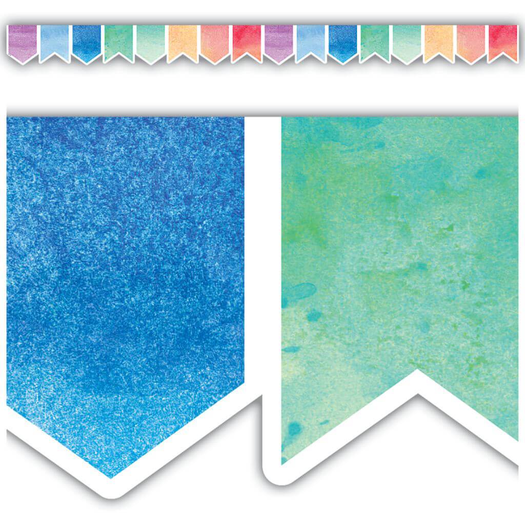 Watercolor Pennants Die-Cut Border Trim