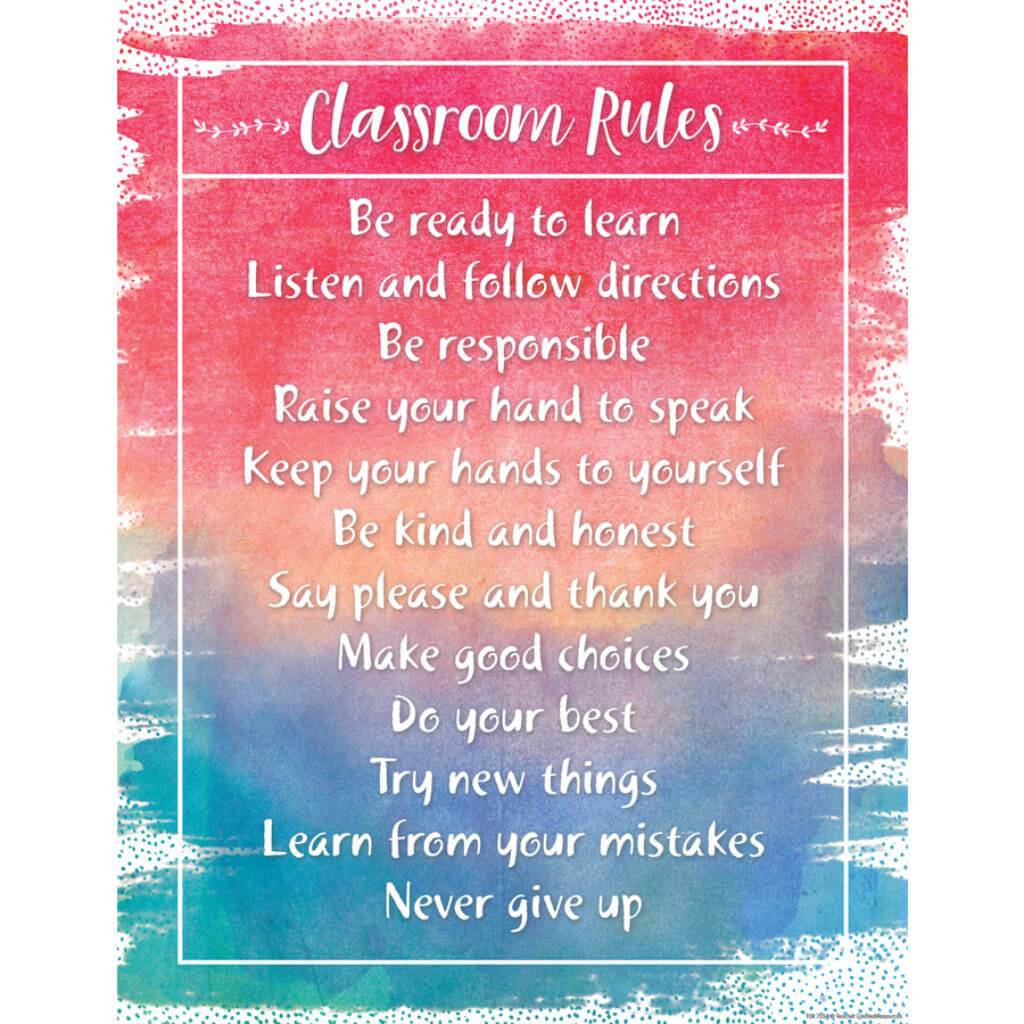 Watercolor Classroom Rules Chart 