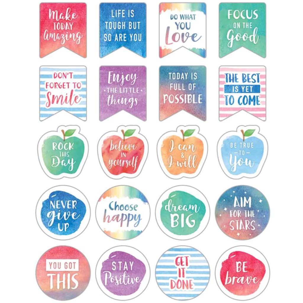 Watercolor Words To Inspire Planner Stickers 