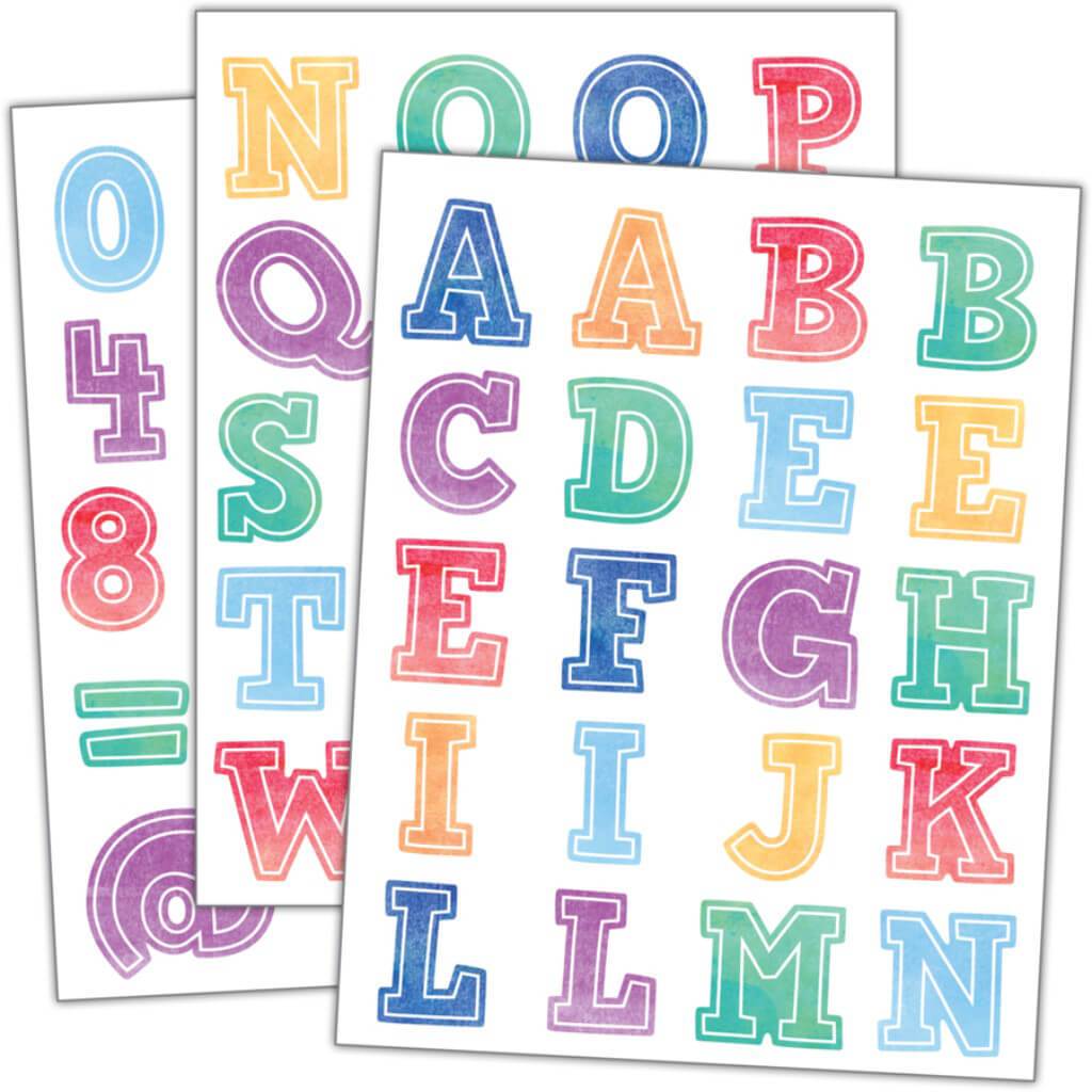 Watercolor Alphabet Stickers 