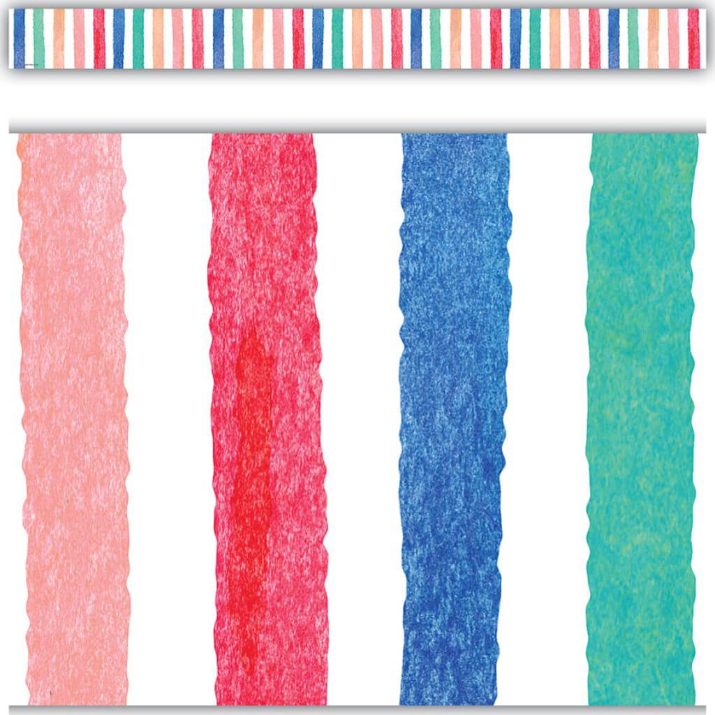 Straight Border Trim Watercolor Stripes