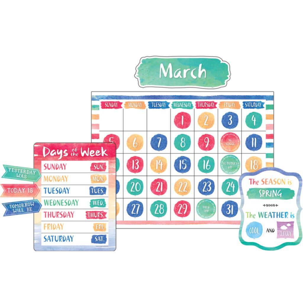 Watercolor Calendar Bulletin Board Display Set