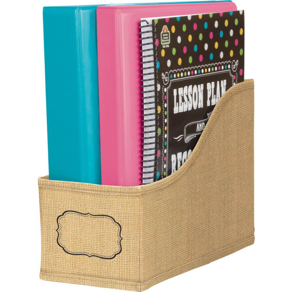 Burlap Book Bin 