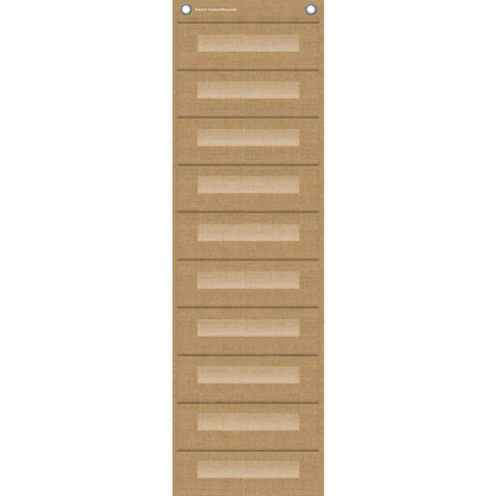 Burlap 10 Pocket File Storage Pocket Chart 