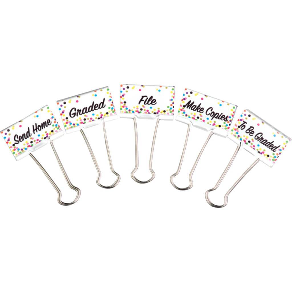 Confetti Classroom Management Large Binder Clips 