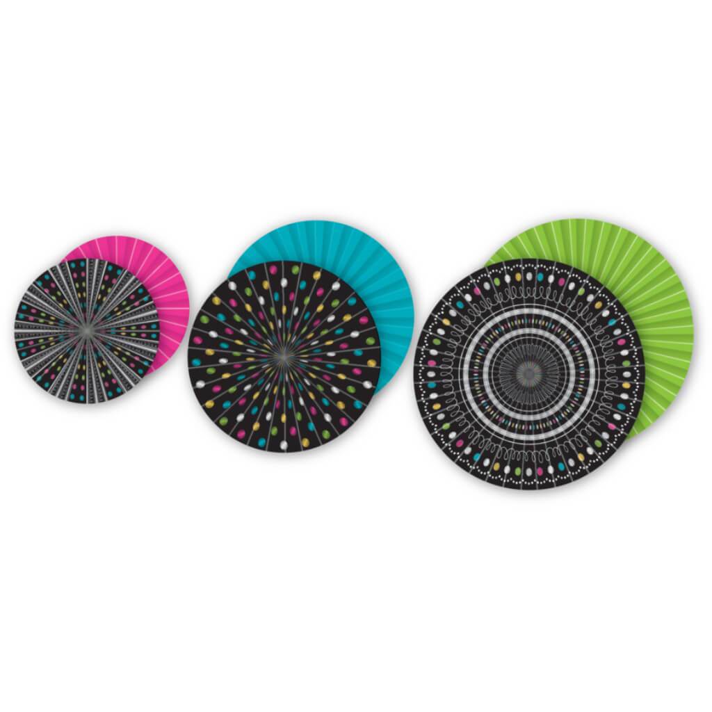 Chalkboard Brights Hanging Paper Fans 