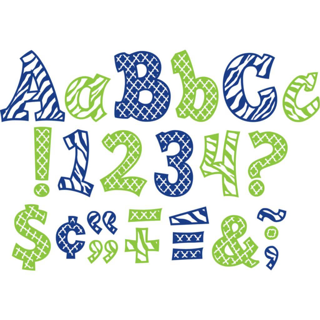 Navy And Lime Wild Moroccan 5&quot; Sassy Font Letters 