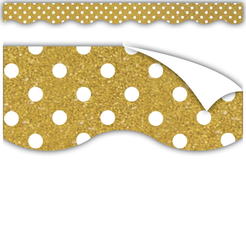 Clingy Thingies Gold With White Polka Dots Borders 