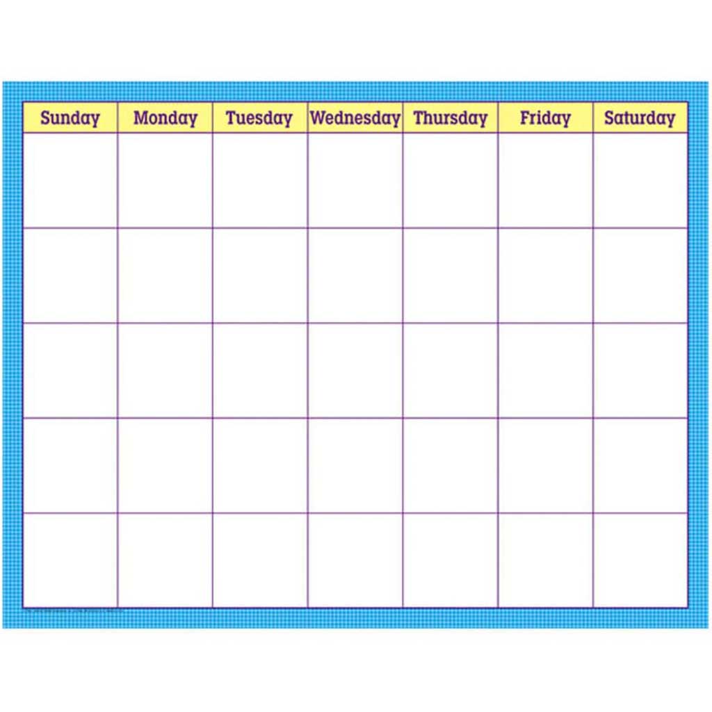 Blue Check Wipe-Off Calendar Monthly 