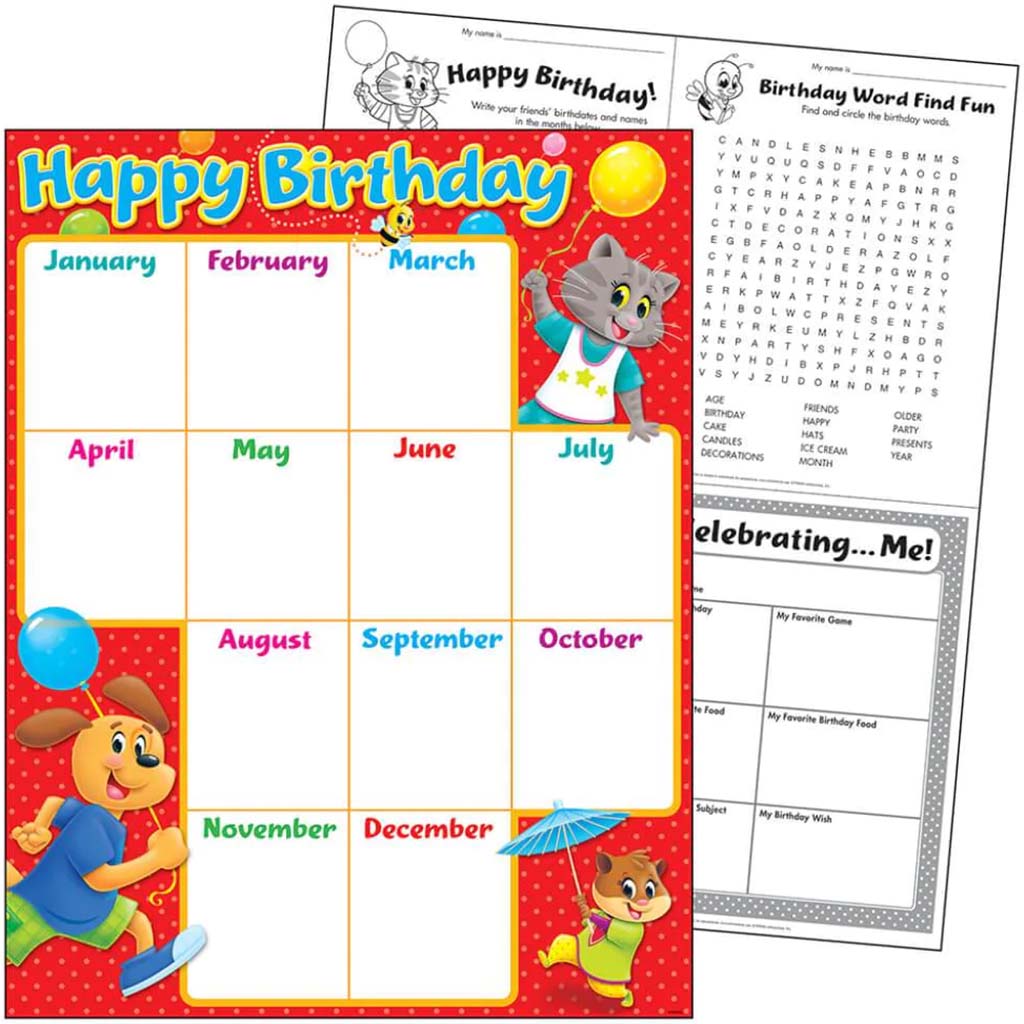 Playtime Pals Birthday Learning Chart 