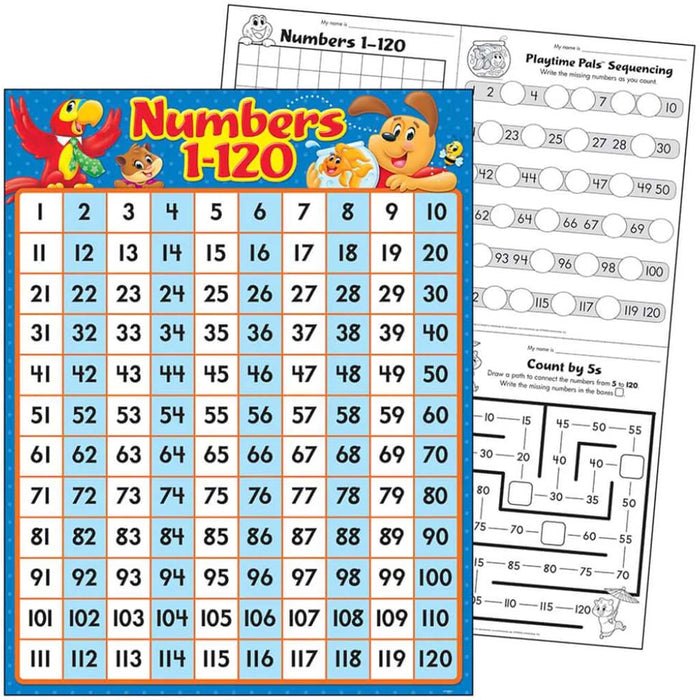 Playtime Pals Numbers 1-120 Learning Chart 