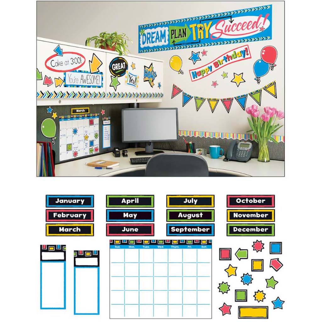 Bold Strokes Wipe Off Calendar Bulletin Board Set 