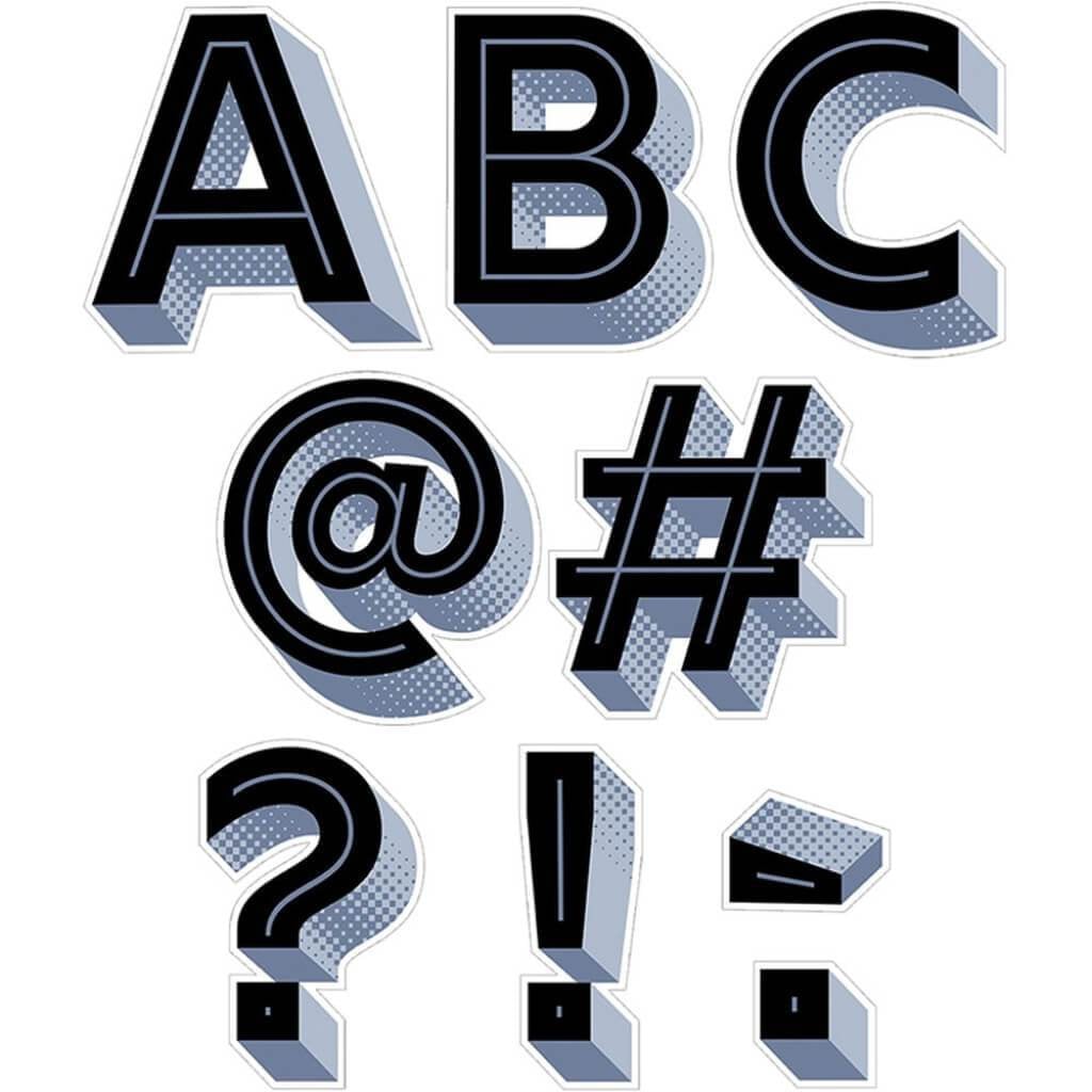 3D Uppercase Designer Letters Black 