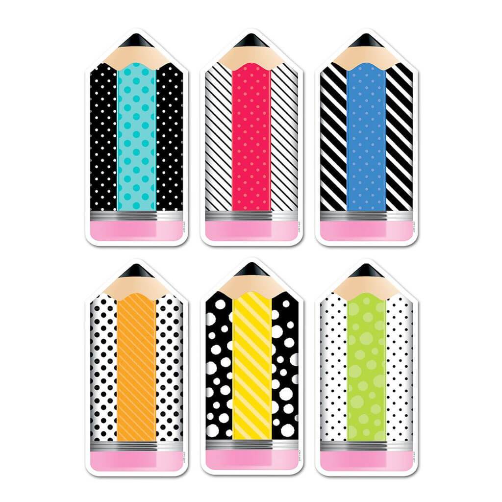 Bold &amp; Bright Striped &amp; Spotted Pencils 10in Cut Outs