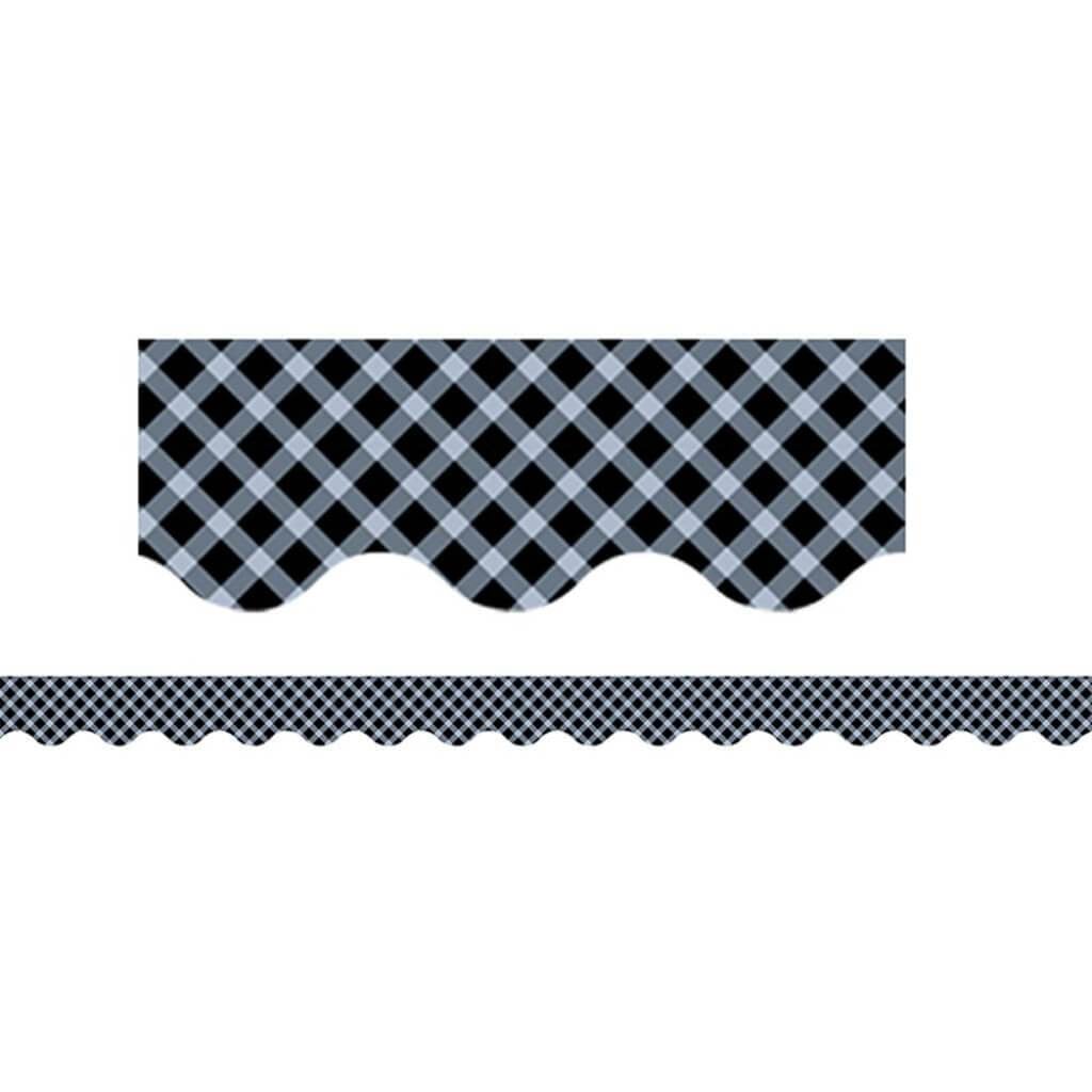 Black Gingham Scalloped Border 