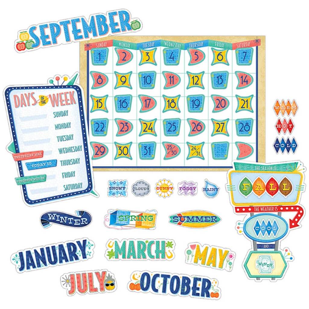 Mid-Century Mod Calendar Set Bulletin Board 