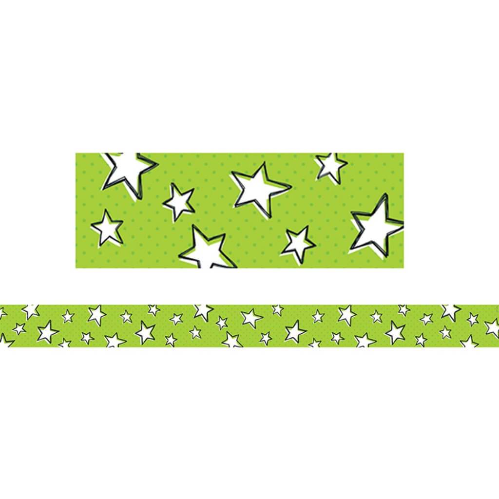 Doodle Stars On Lime Border 