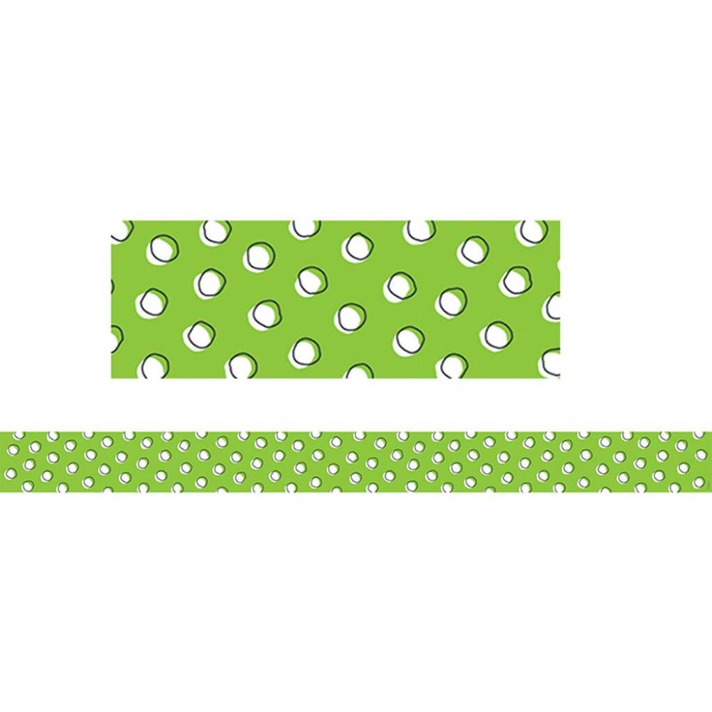 Doodle Dots On Lime Straight Border 